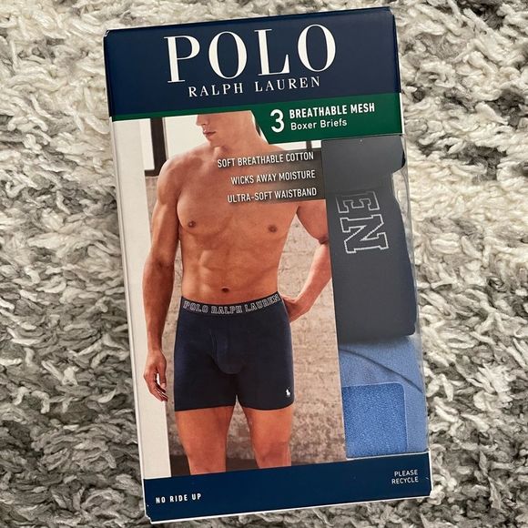 NIB Polo Ralph Lauren Men’s 3-Pack Breathable Mesh Boxer Briefs - Picture 1 of 6